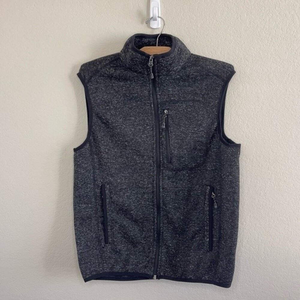 Free Country Vest Womens Small Black Marled Full Front Zipper - EUC